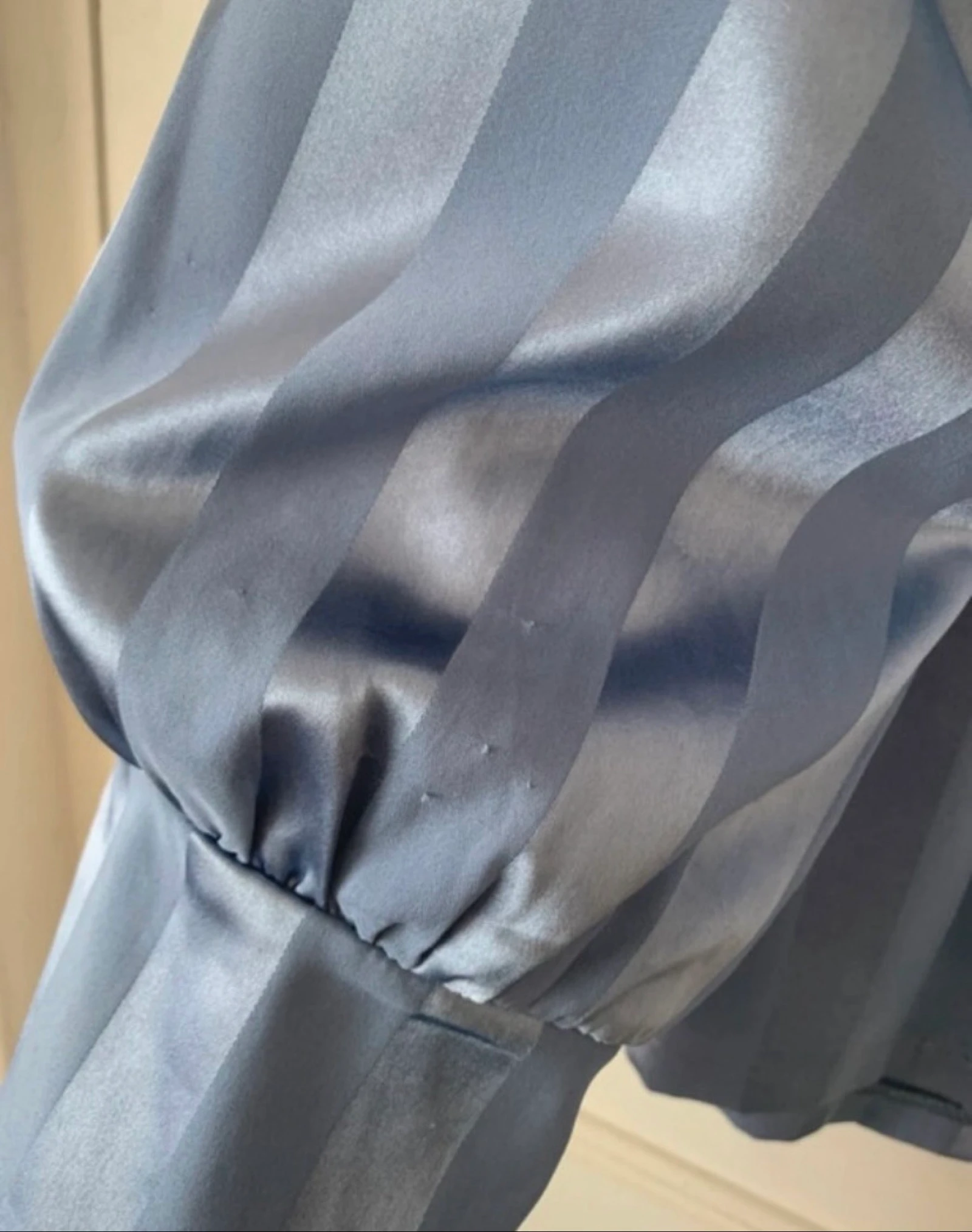 Blue Satin Stripe Blouse for Women - Size 2XL Curve – photo 6
